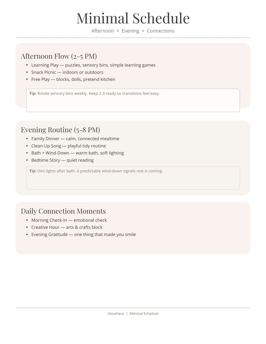 Mommy & Me Daily Schedule — Minimal Printable