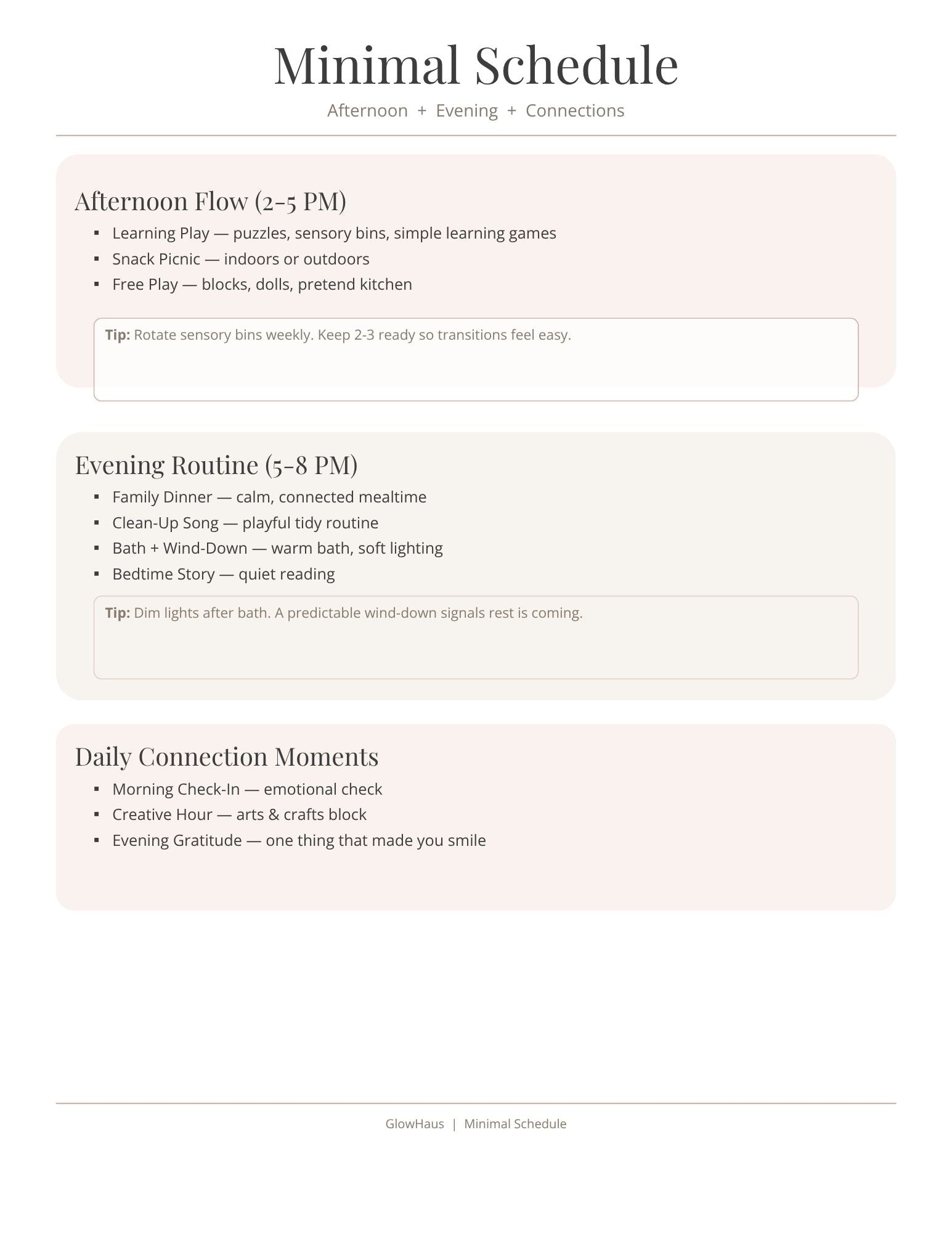 Mommy & Me Daily Schedule — Minimal Printable