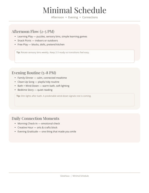 Mommy & Me Daily Schedule — Minimal Printable