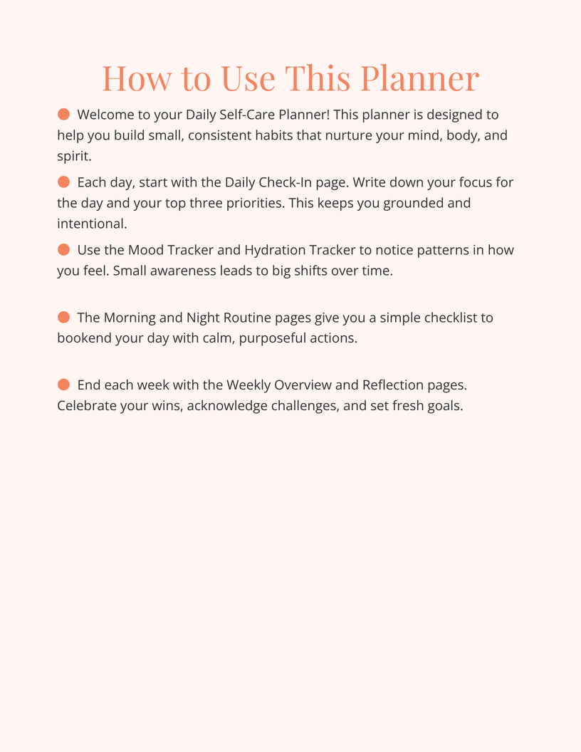 Daily Self‑Care Planner Printable | Wellness & Routine Tracker