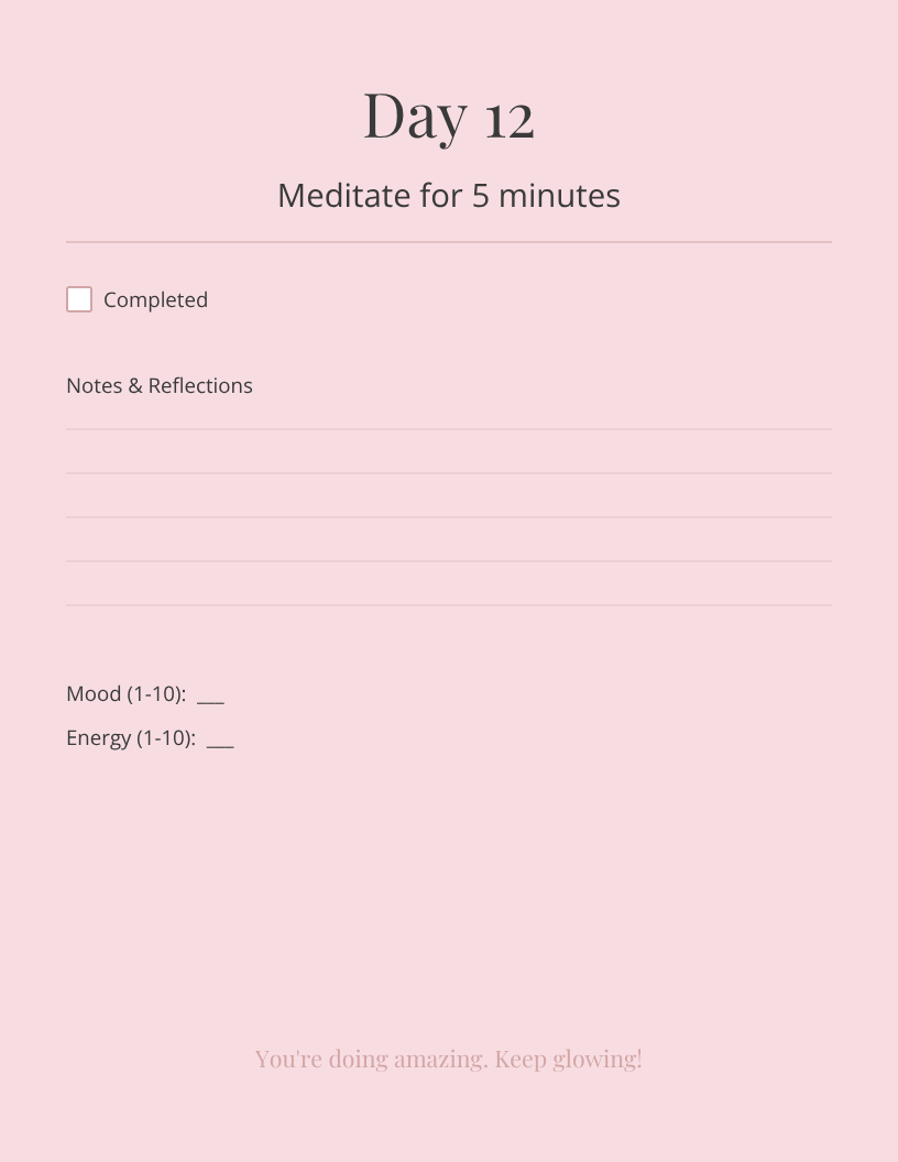 30 Day Daily Self‑Care Challenge Planner |Glasshousbyv Aesthetic Printable