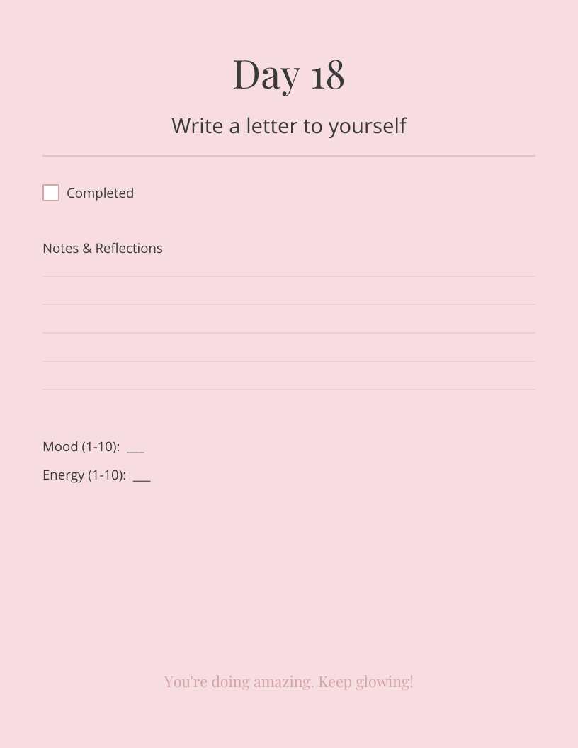 30 Day Daily Self‑Care Challenge Planner |Glasshousbyv Aesthetic Printable