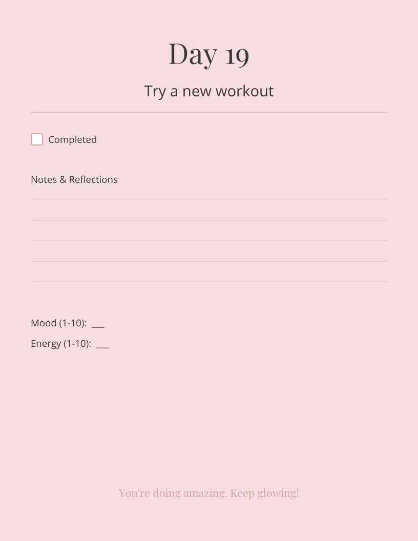 30 Day Daily Self‑Care Challenge Planner |Glasshousbyv Aesthetic Printable