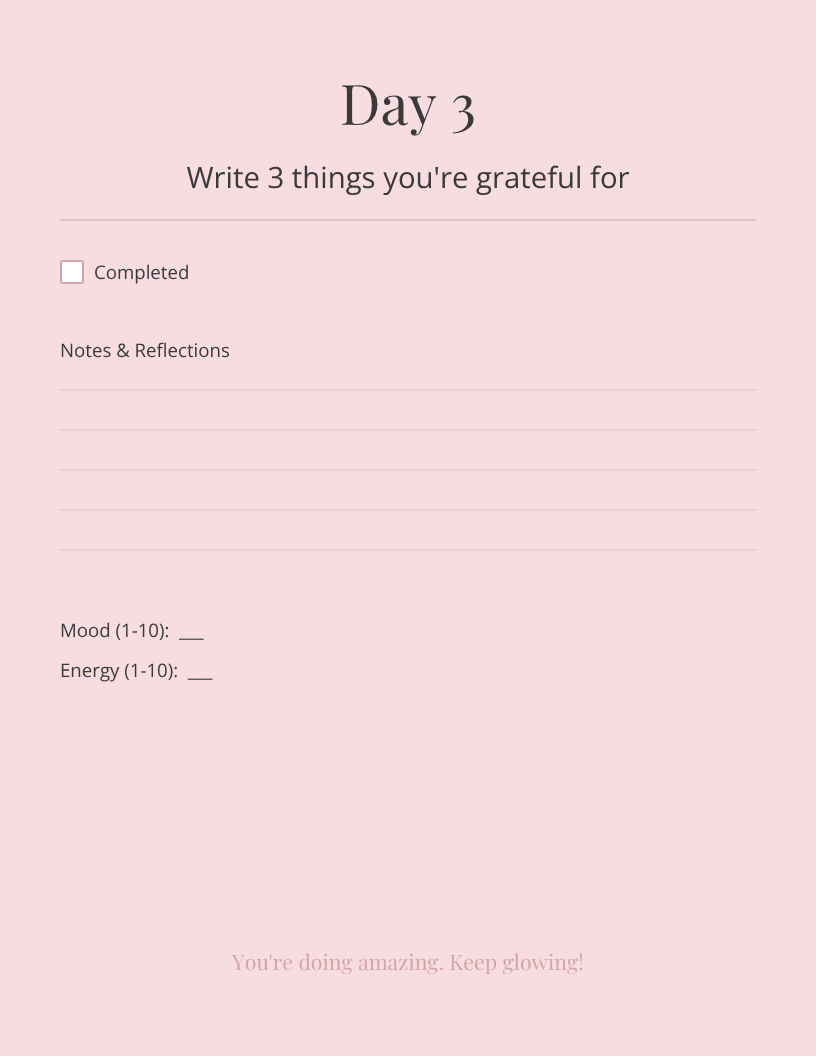 30 Day Daily Self‑Care Challenge Planner |Glasshousbyv Aesthetic Printable