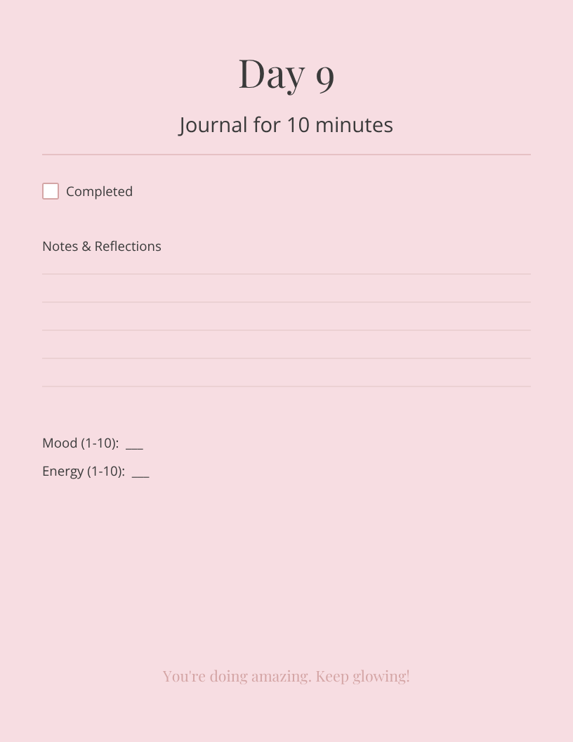 30 Day Daily Self‑Care Challenge Planner |Glasshousbyv Aesthetic Printable