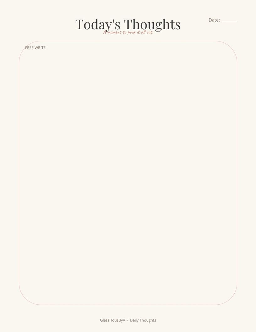 Daily Thoughts Planner — Luxury Feminine Wellness Journal | GlassHousByV