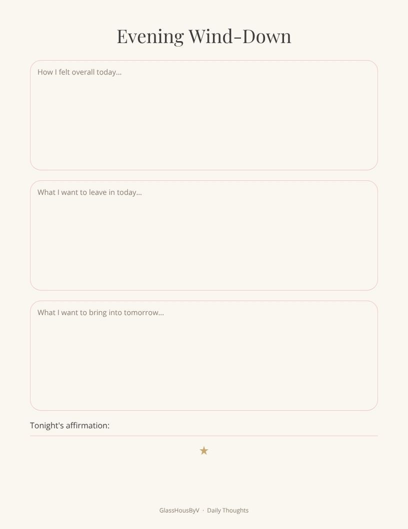 Daily Thoughts Planner — Luxury Feminine Wellness Journal | GlassHousByV