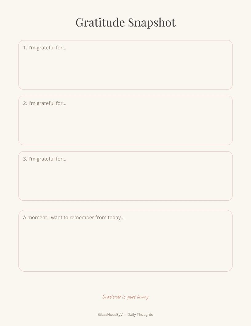 Daily Thoughts Planner — Luxury Feminine Wellness Journal | GlassHousByV