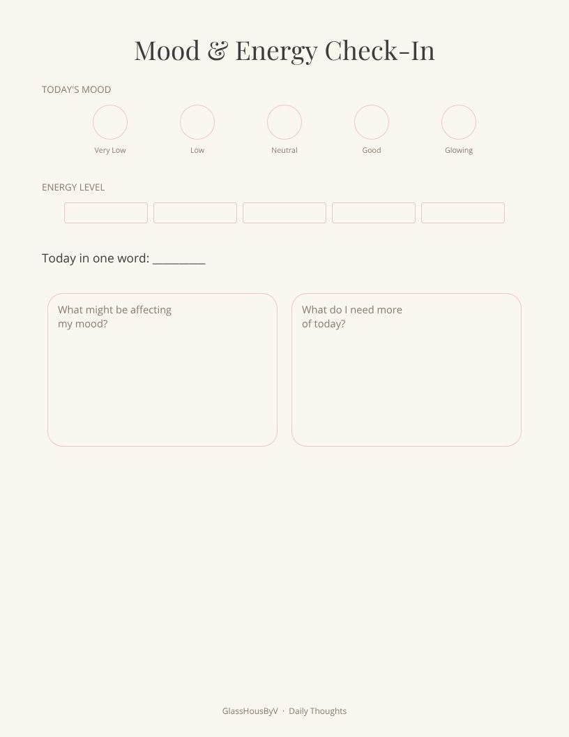 Daily Thoughts Planner — Luxury Feminine Wellness Journal | GlassHousByV