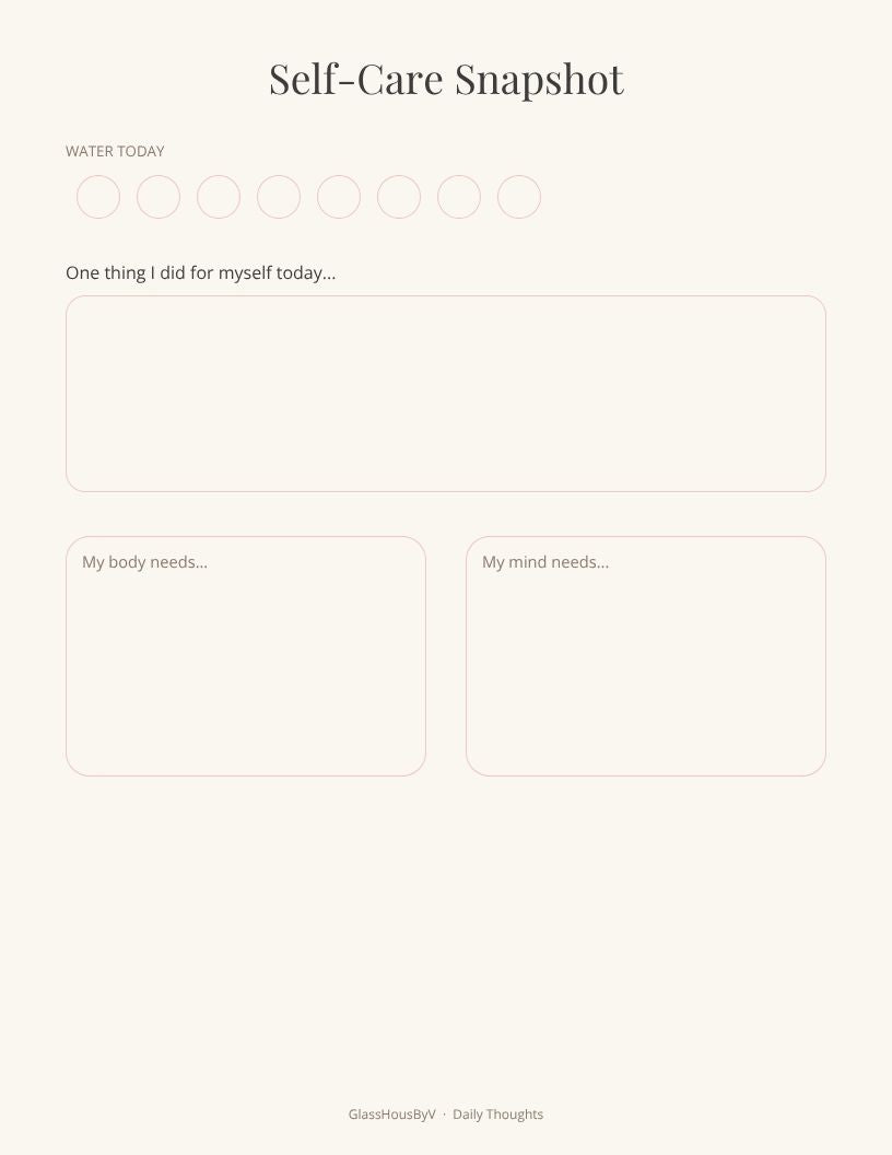 Daily Thoughts Planner — Luxury Feminine Wellness Journal | GlassHousByV
